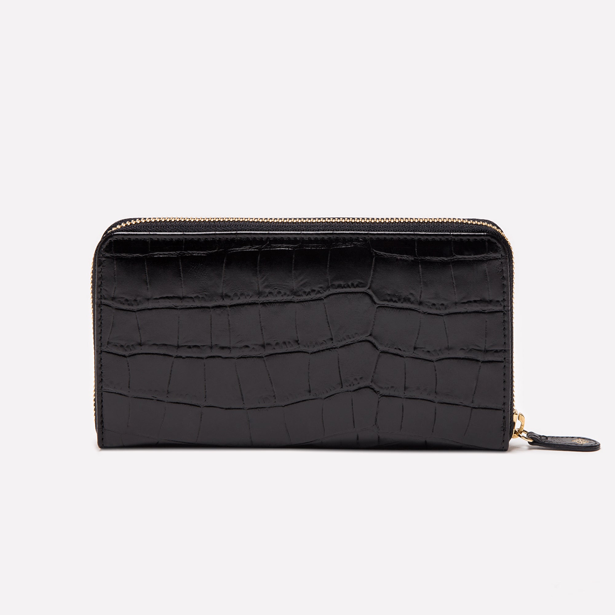 Croco Large Zip-Around Purse Ebony/Black - Main Image