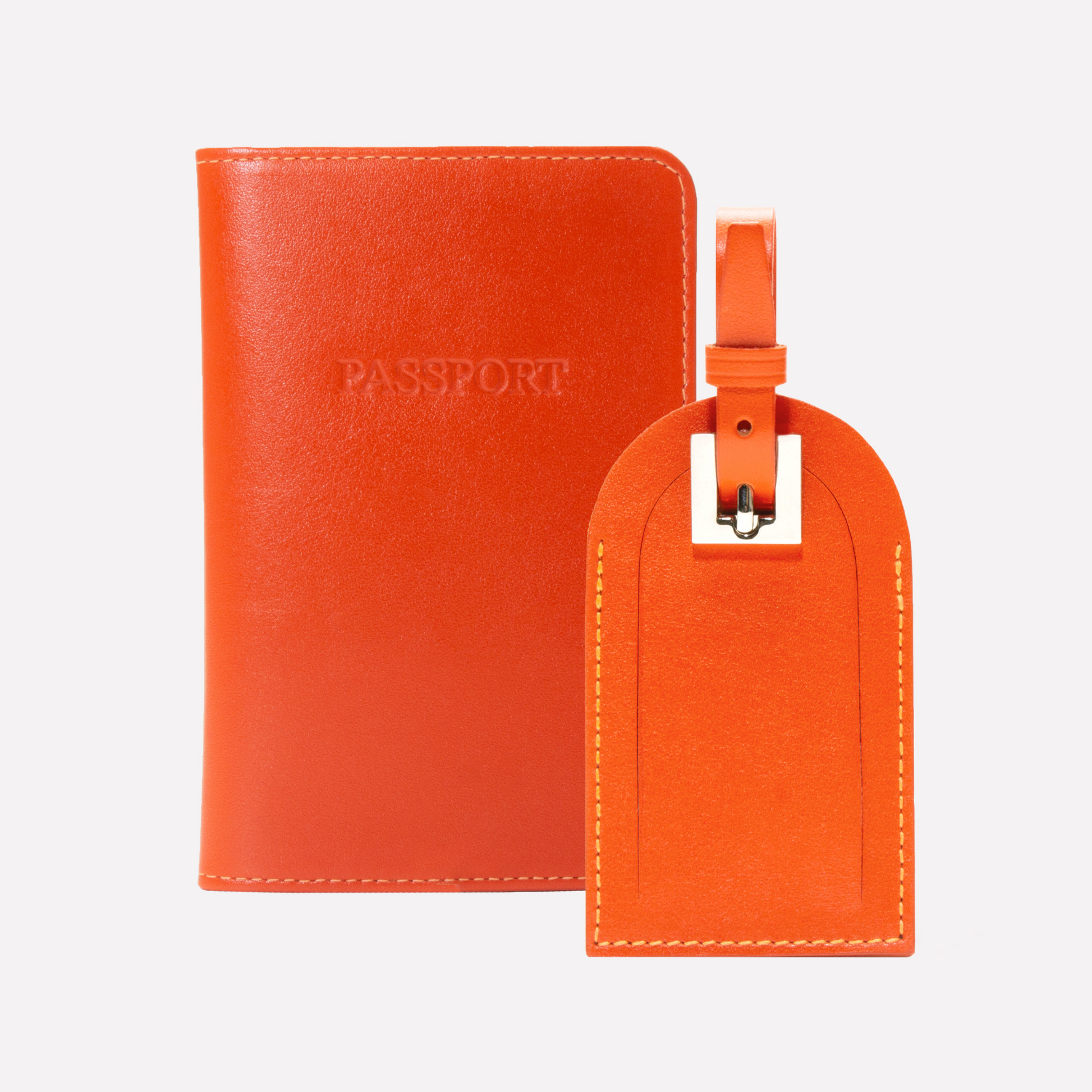 Matching passport holder top and luggage tag